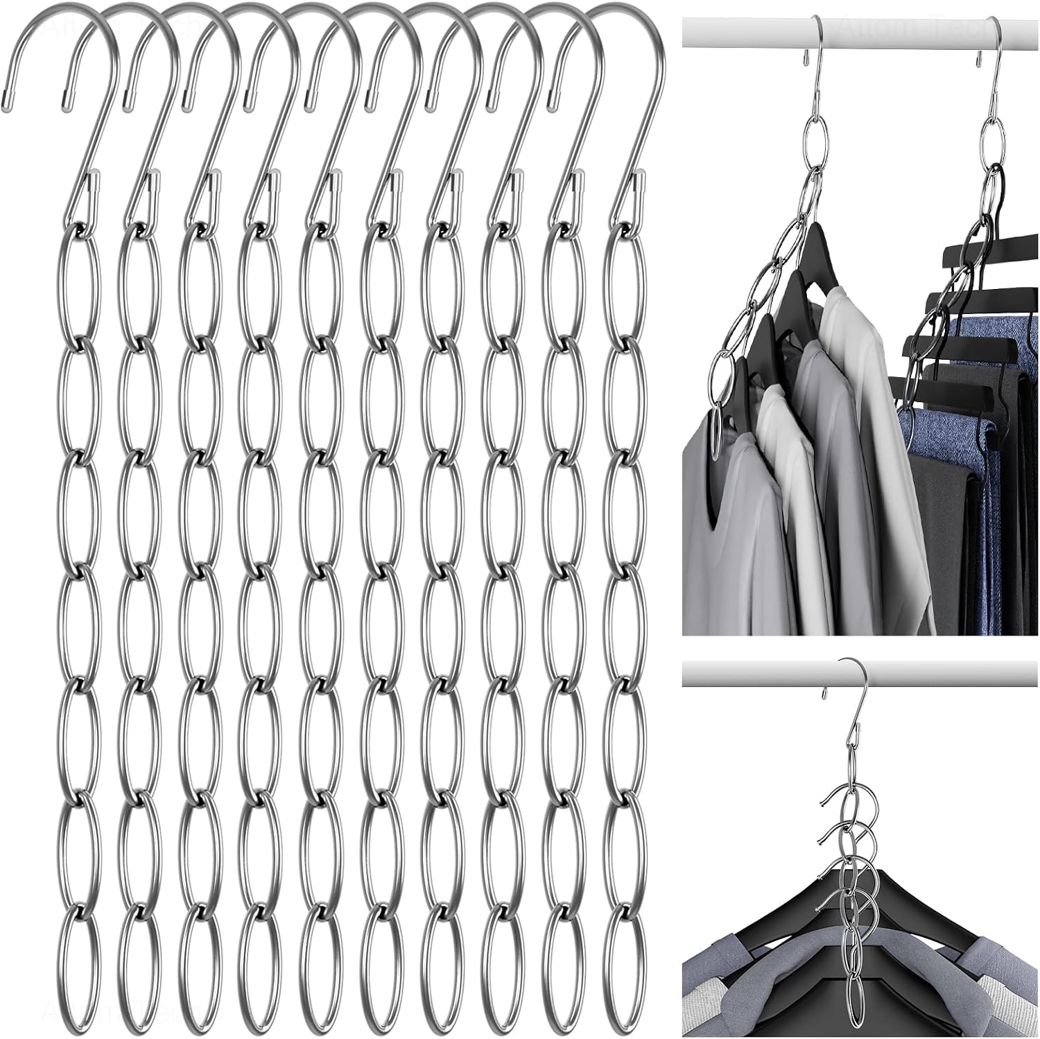 Detalle de NiHome Space Saving Hangers 10-Pack, Metal 7-Loop Foldable Closet Organizers