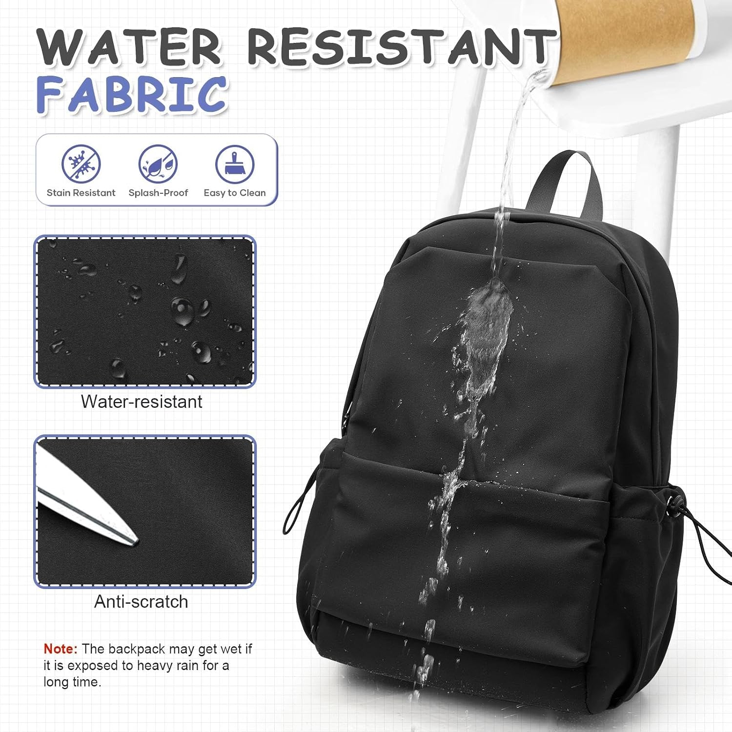Thumbnail 4 de WEPLAN Women’s School Backpack (14-inch Laptop) – Lightweight Waterproof 24.5L, H1-Black