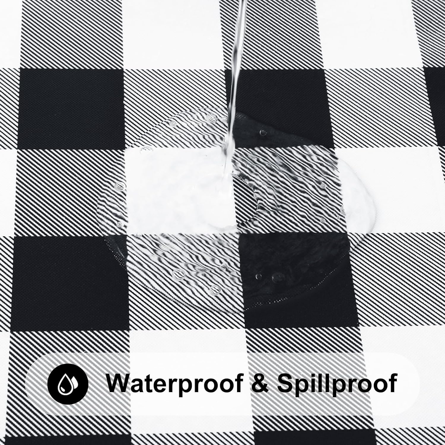 Thumbnail 2 de Smiry Rectangle Picnic Table Cloth (Elastic, Waterproof Fitted Vinyl) — Black and White, 30" x 72