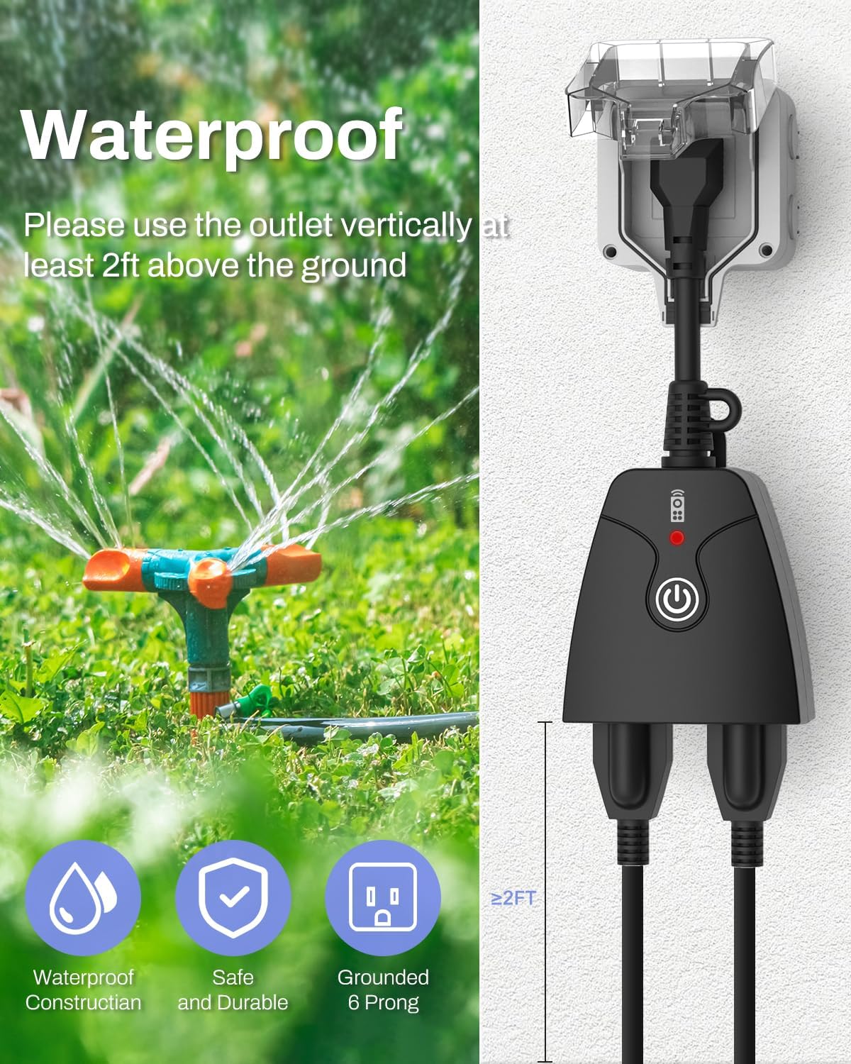 Thumbnail 2 de HBN U151R-1-1 Wireless Remote Outlet, Dual Plugs, 100-Foot Range