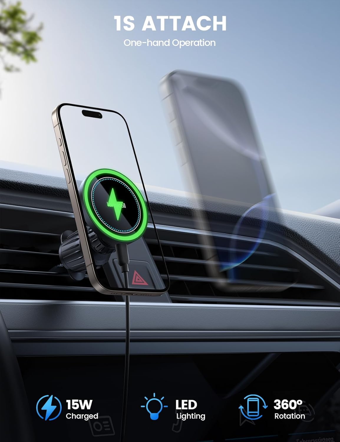 Thumbnail 3 de Lamicall MagSafe Car Mount Charger 15W