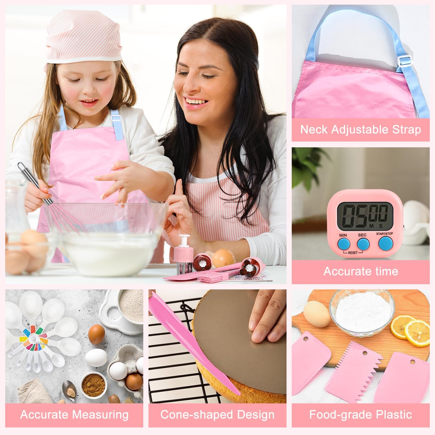 Detalle de 37PCS Kids Cooking Set Real: Safe, Beginner Kitchen Kit for Ages 3–8