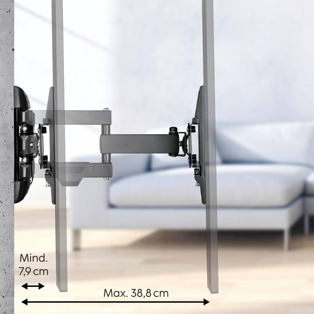 Thumbnail 3 de Hama schwenkbare & neigbare TV-Wandhalterung (ausziehbar) für 19–50 Zoll, VESA 50×50 bis 200×200, bis 25 kg – schwarz