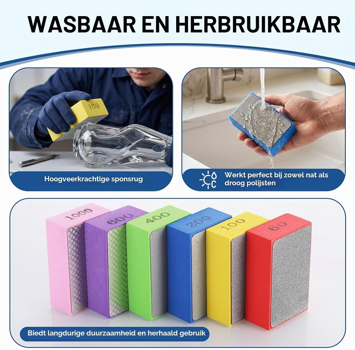 Detalle 2 de Zocipro HBT-D108 diamant-hand-schuurset, 6 korrelgroottes voor slijpen en polijsten
