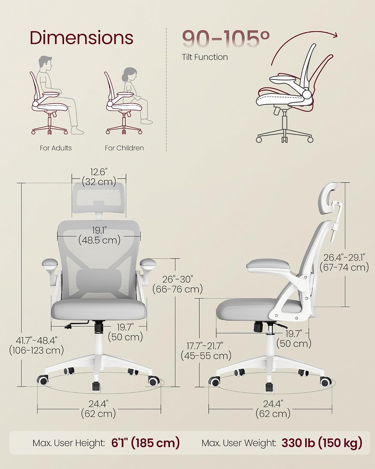 Detalle 2 de SONGMICS Office Chair UOBN044GD01S