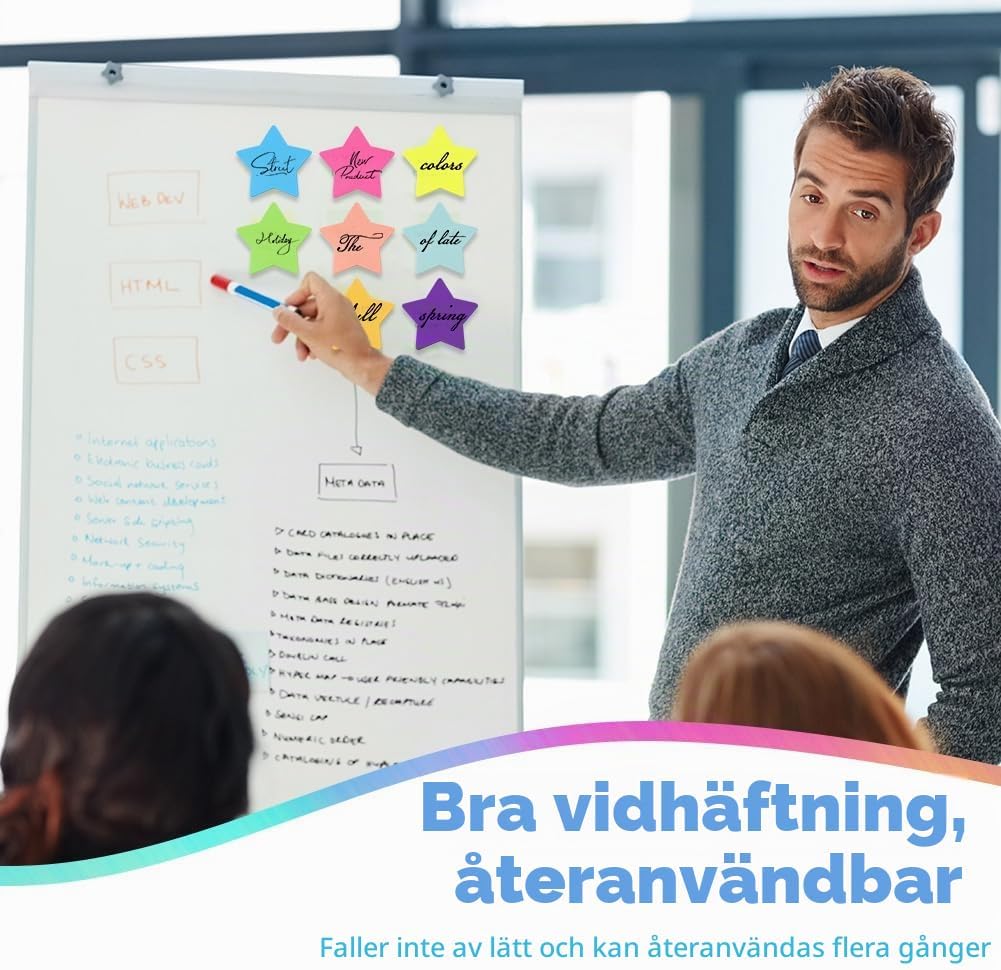 Detalle 2 de AUAUY 5411015 stjärnformade självhäftande lappar, 240 ark i 8 färger