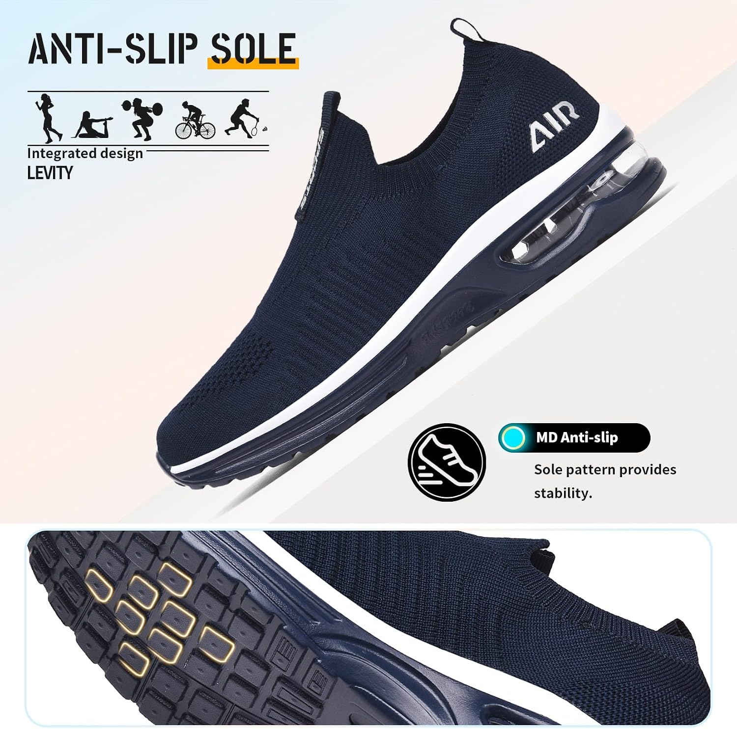 Detalle 2 de Femme Basket mode respirantes slip-on en maille pour sneakers sport (sans lacets)