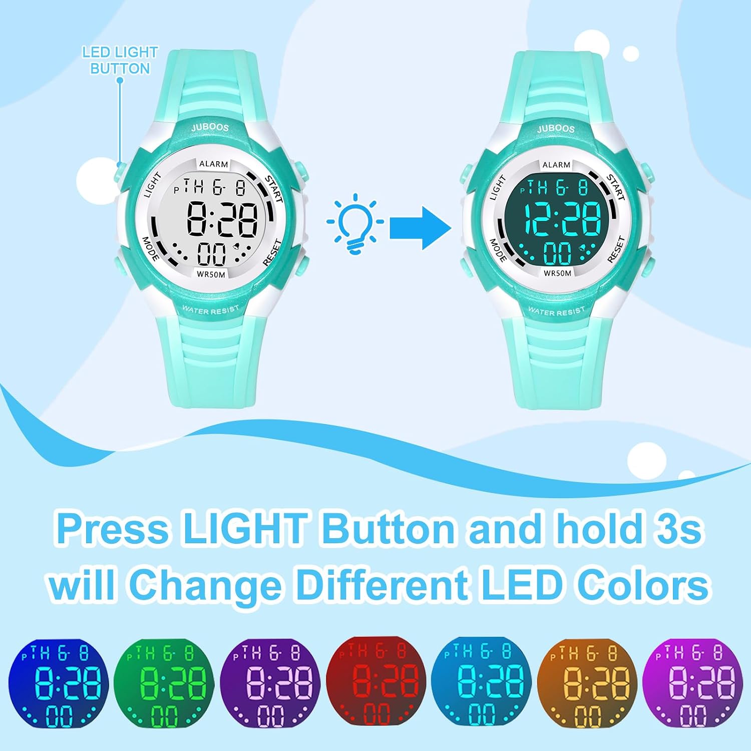 Detalle 2 de Juboos Reloj Digital Deportivo para Niños 5ATM