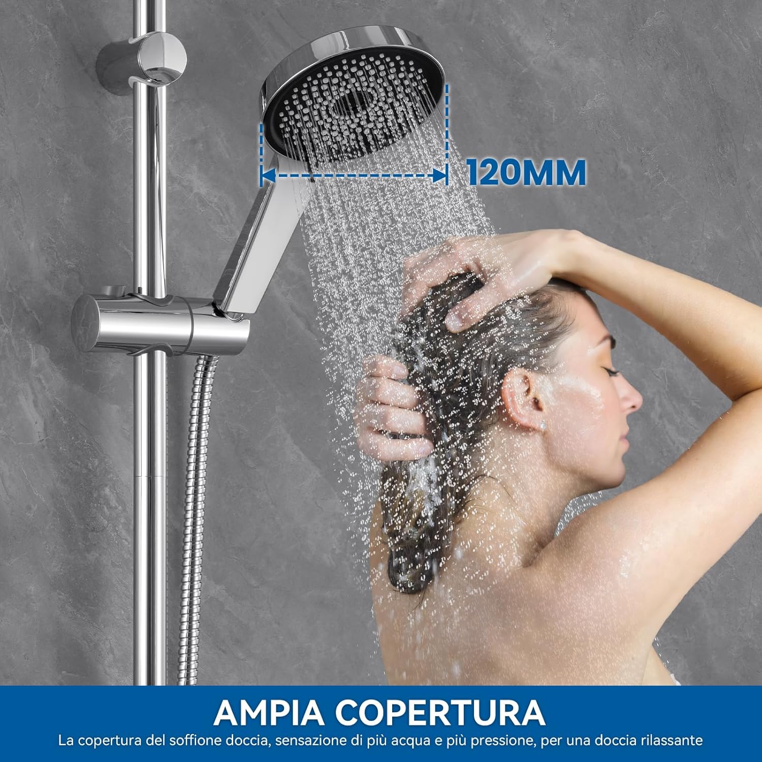 Thumbnail 4 de Auralum Colonna Doccia senza Miscelatore 70 cm: doccia con soffione, doccetta multipla e tubo in acciaio inox da 1,5 m