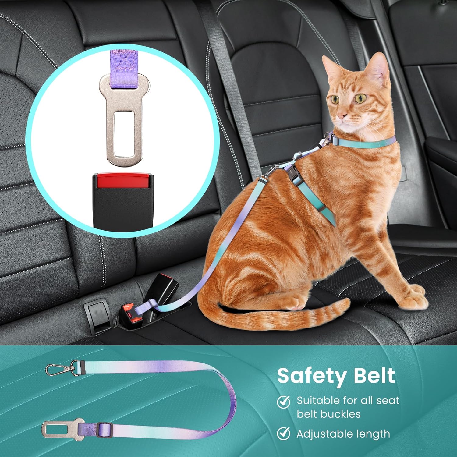 Thumbnail 1 de Yingphia Cat Harness and Leash Set (Escape Proof) – 4 in 1 detachable, adjustable walking and travel kit, size M, Sky Blue