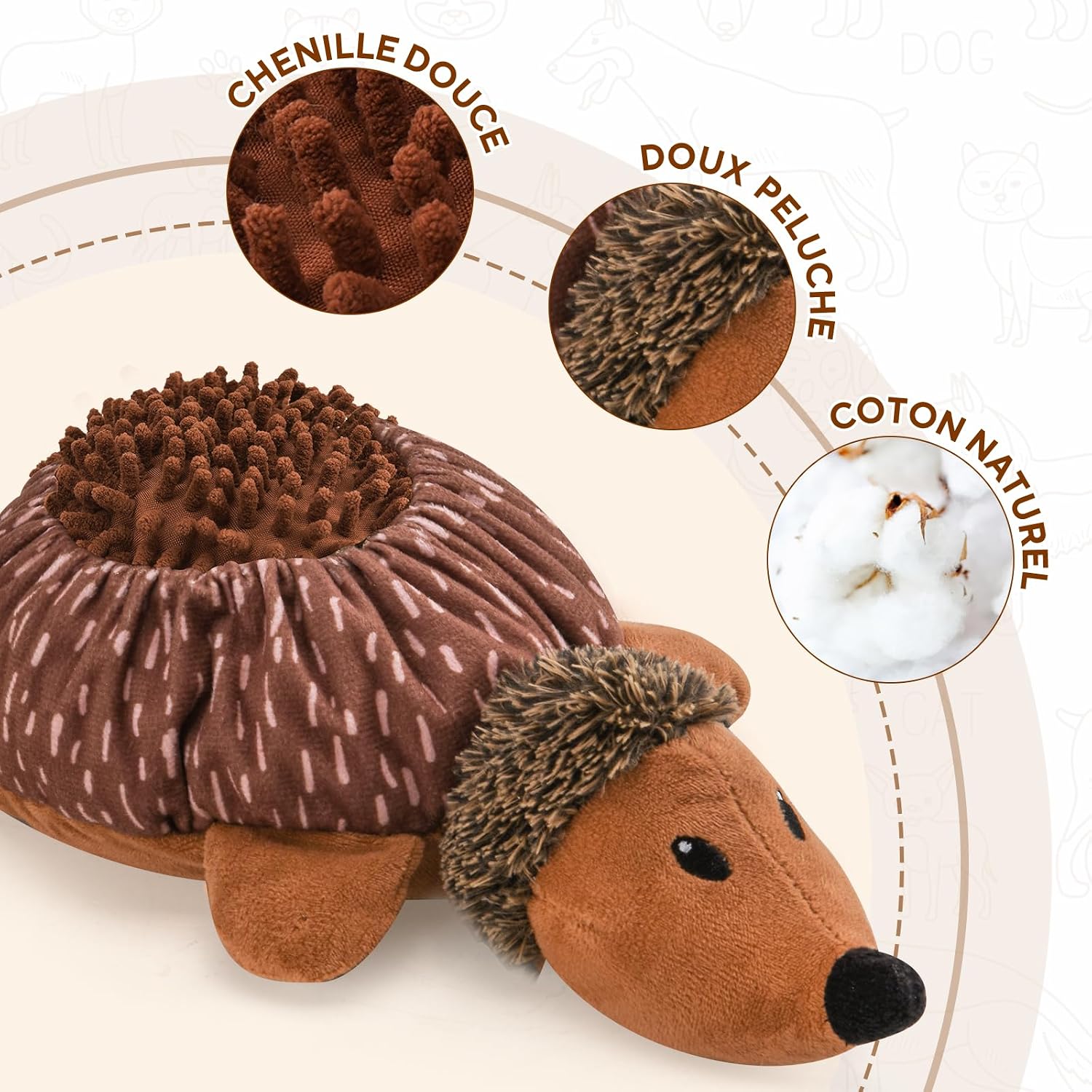 Detalle de LIFLIX Jouet Interactif 2 en 1 pour Chien en forme de Hérisson – Tendre jouet peluche et renifleur