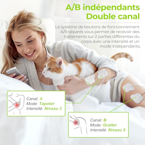 Detalle de AUVON 3 en 1 TENS/EMS/Massage Électrostimulateur Musculaire — polyvalent et rechargeable