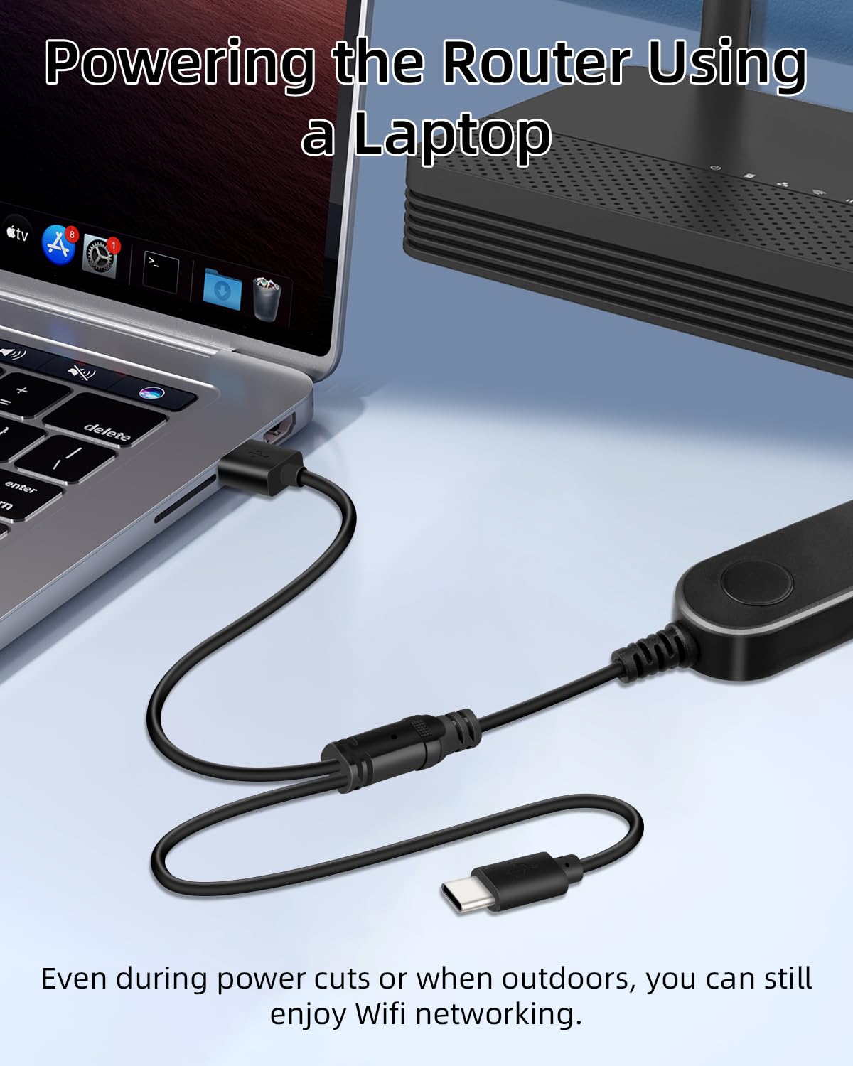 Detalle 2 de RIIEYOCA Dual Port USB A & USB C 5V to 12V Step Up Converter Cable (12W, 1.5m)