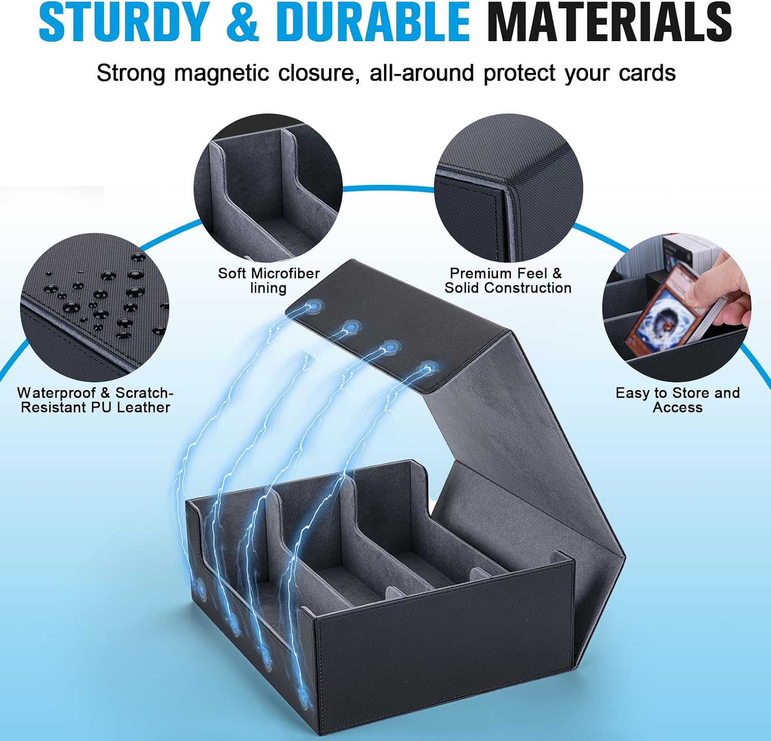 Thumbnail 2 de Astrell Trading Card Storage Box with 12 Dividers and 6 Foam Stoppers — magnetic closure deck box for 1800+ sleeved cards