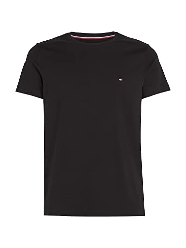 Detalle de Tommy Hilfiger Core Stretch Slim Fit Herren-T-Shirt, Schwarz, Baumwollstretch, Größe M