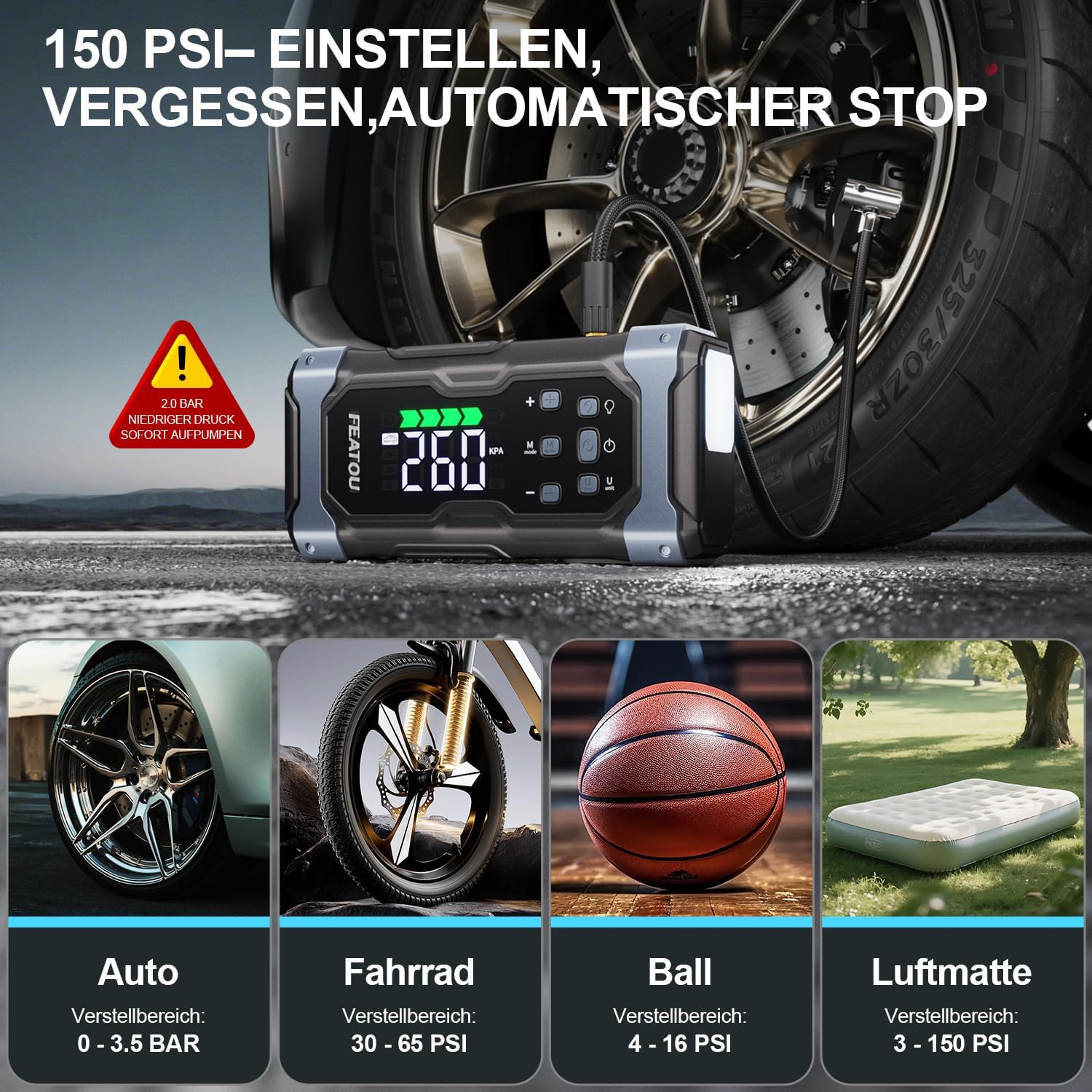Detalle de Starthilfe Powerbank 7000A Autostarter mit Luftpumpe