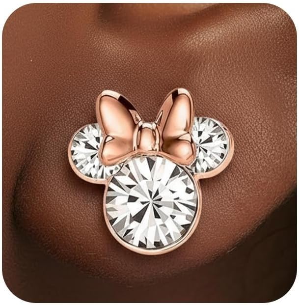 Detalle 2 de Orecchini Minnie Mouse a Bottone con Pietra Portafortuna Disney – Argento, per Donna