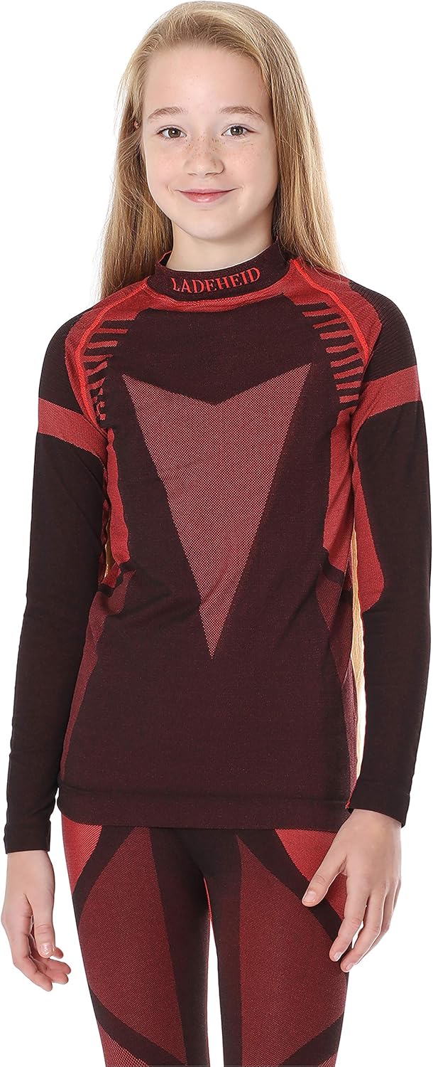 Detalle de Ladeheid T-Shirt Thermique à manches longues pour enfant – Col roulé, coupe lâche (LASS0007)