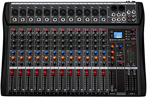 Detalle de Depusheng DA12: consola mezcladora de sonido estéreo profesional de 12 canales con Bluetooth y USB