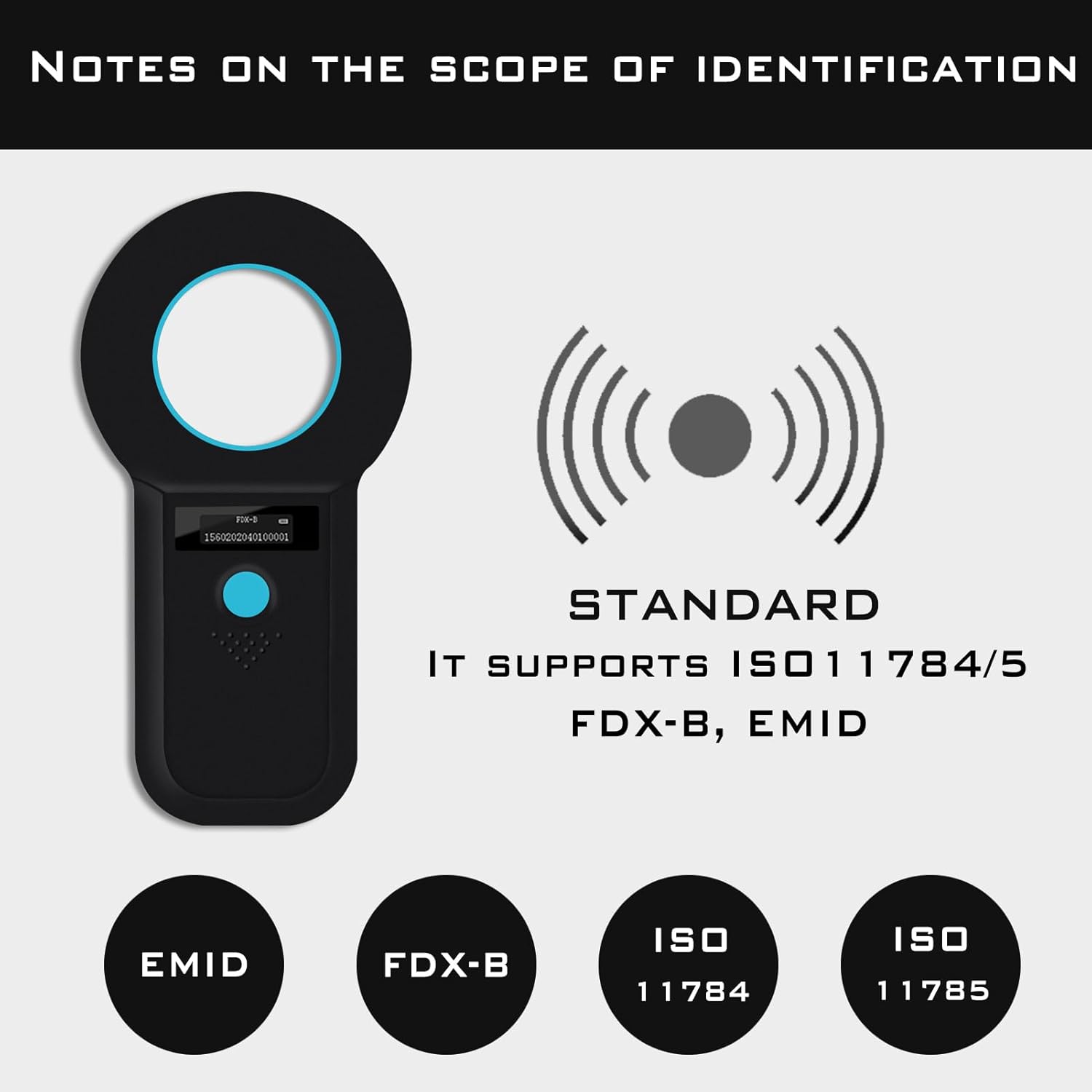 Thumbnail 2 de Smoostart lettore microchip per cani ISO11784/85 FDX-B/EMID con archiviazione 1000 dati (nero)