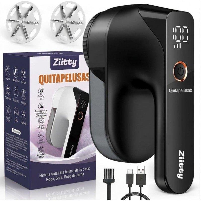 Detalle de Quitapelusas Eléctrico Ziitty MP1 Negro con Pantalla LCD y Carga Type-C