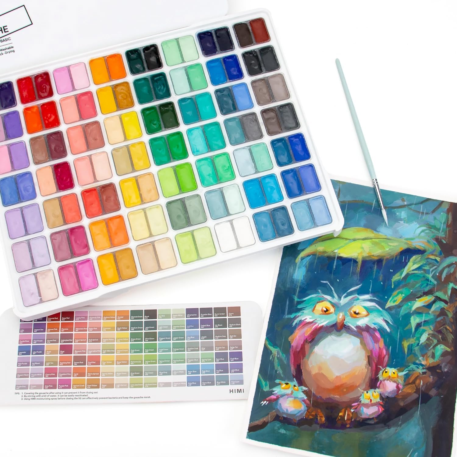 Thumbnail 5 de HIMI Gouache Paint Set 112 Colours x 12g – Dual Jelly Cup Design in Carrying Case (ARTFLY)