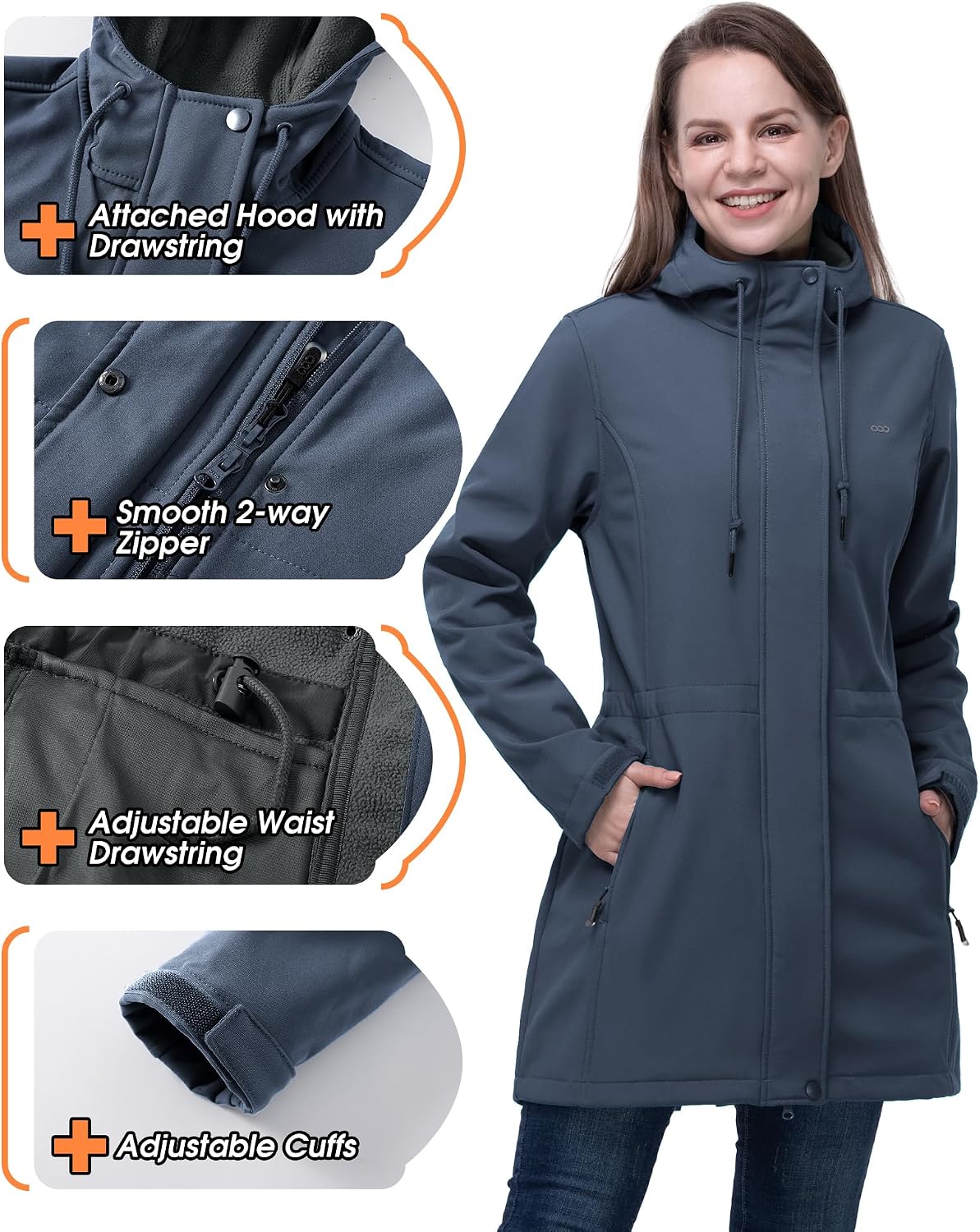 Detalle 2 de 33,000ft 3JL012A Women's Hooded Softshell Jacket, Fleece-Lined and Water-Resistant