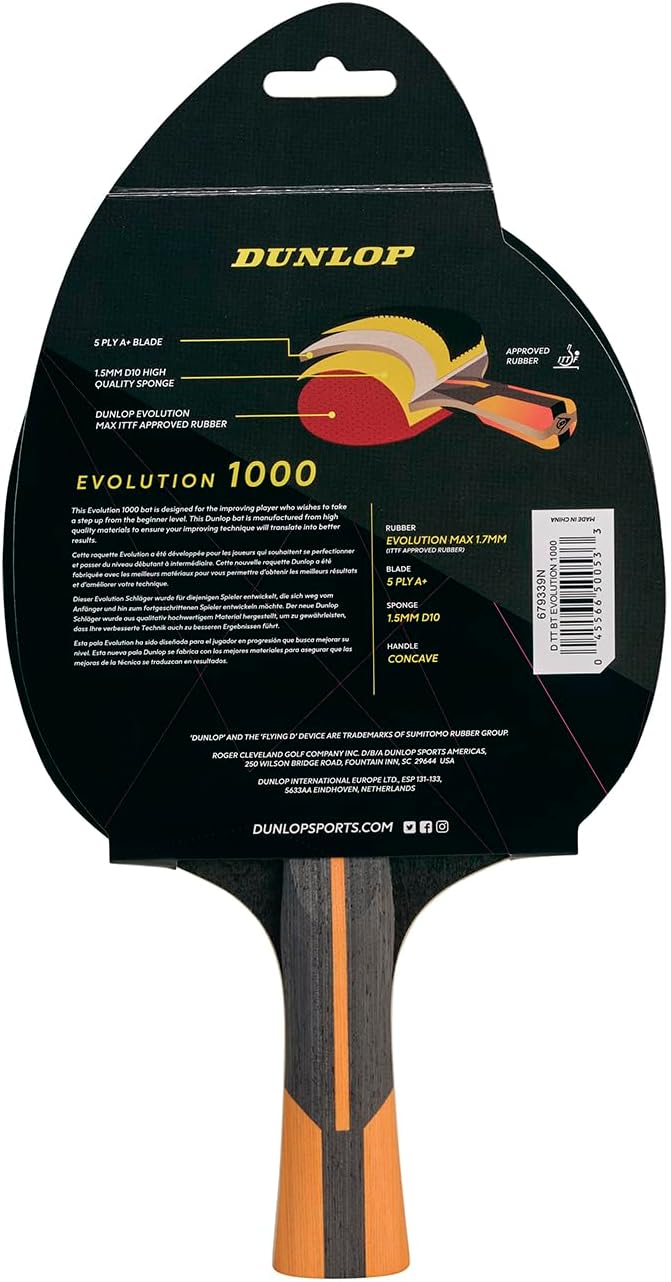 Detalle de Dunlop Evolution 1000 Table Tennis Bat, White