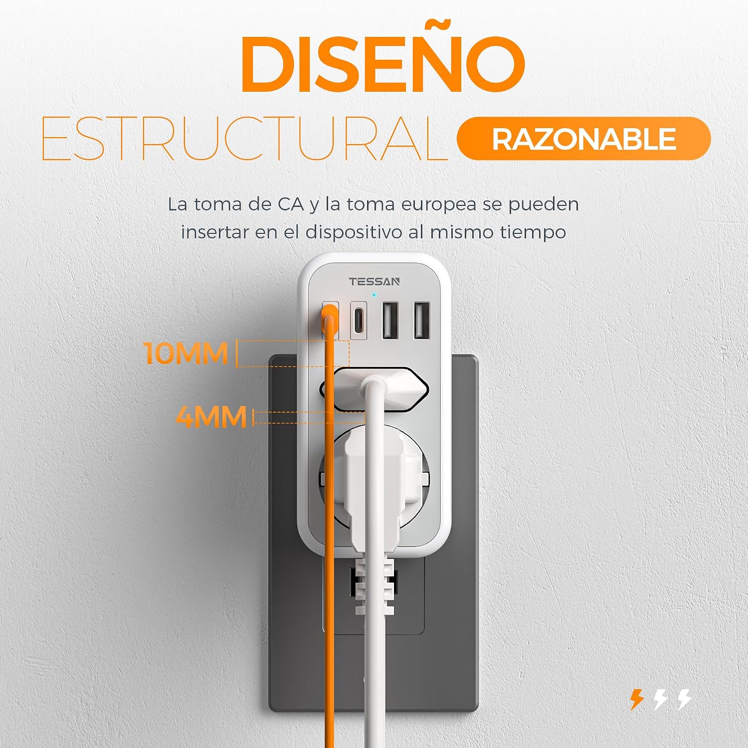 Thumbnail 5 de TESSAN Adaptador Enchufe Americano a Español 1875W