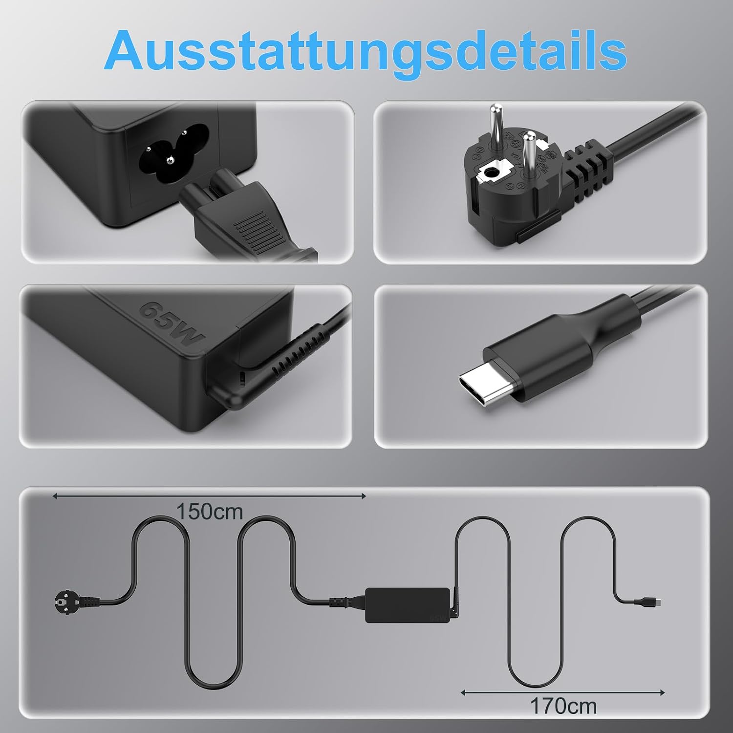 Thumbnail 5 de shefor 65W USB C Laptop Ladekabel 65W