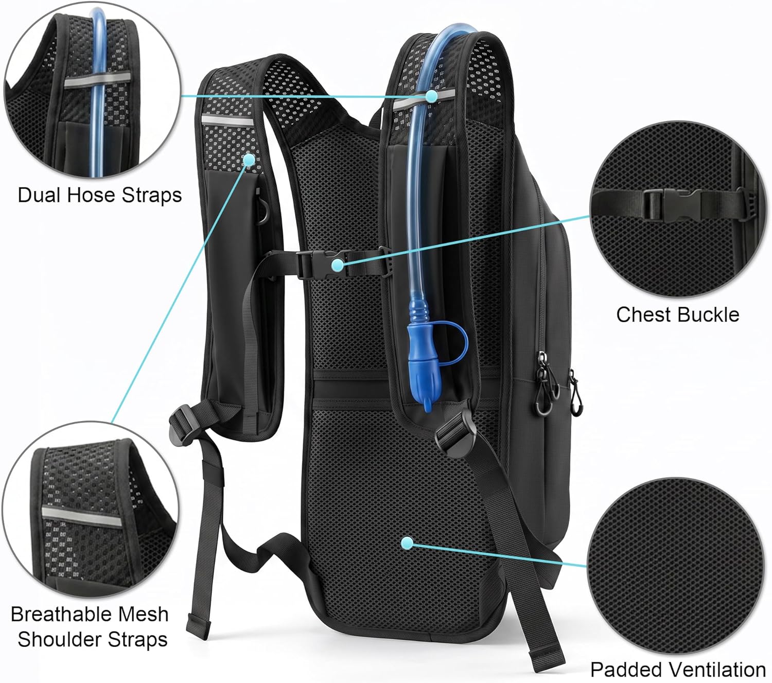 Thumbnail 4 de MIYCOO Hydration Backpack (2L Hydration Bladder) Lightweight Water Backpack for Running, Hiking, Cycling