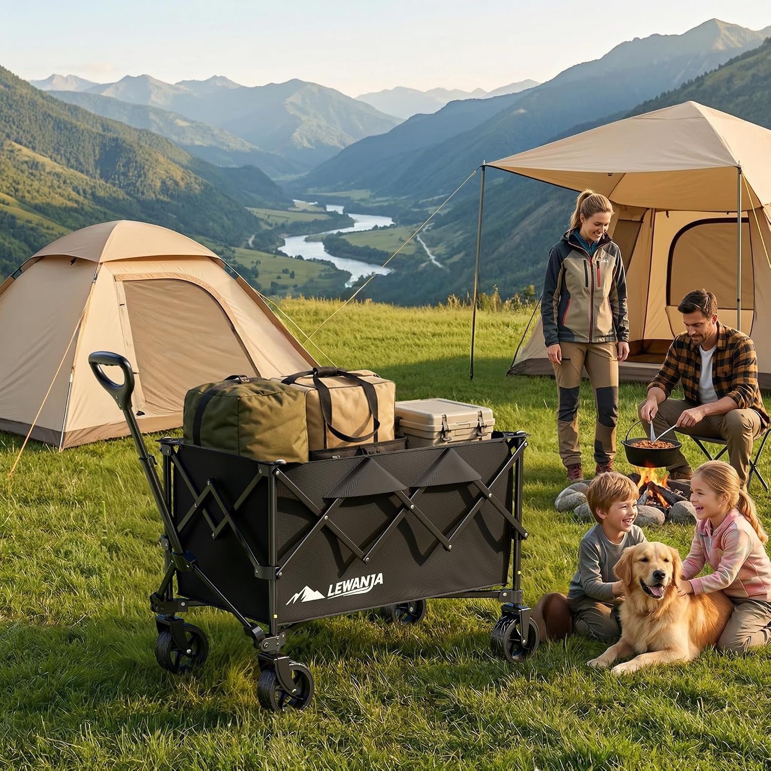 Detalle 2 de LEWANJA 140L Folding Trolley: Heavy-Duty Handcart for Everyday Hauling