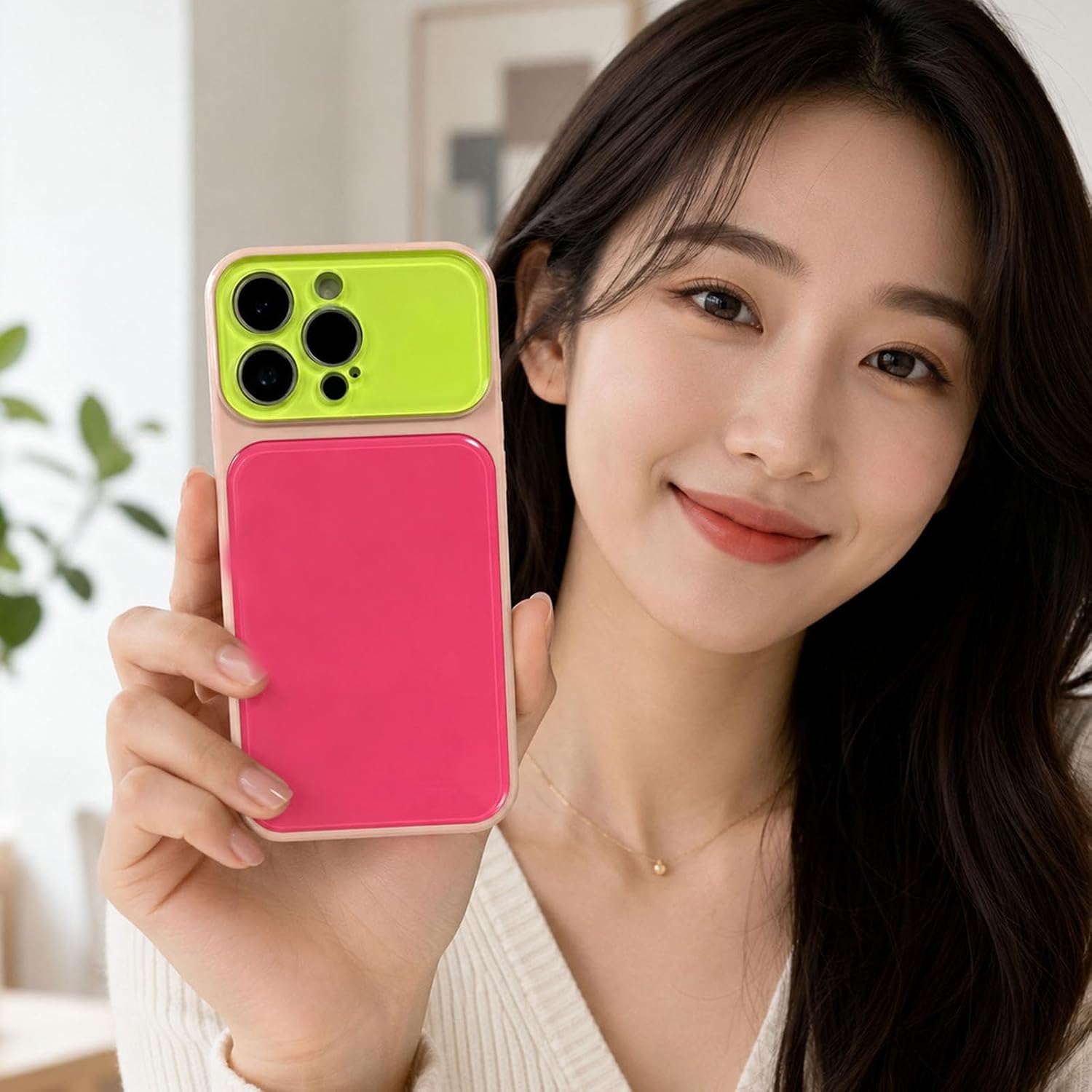 Detalle 1 de EKELYVIA iPhone 16 Pro Case, Pink TPU with Contrast Color and Raised Bezels
