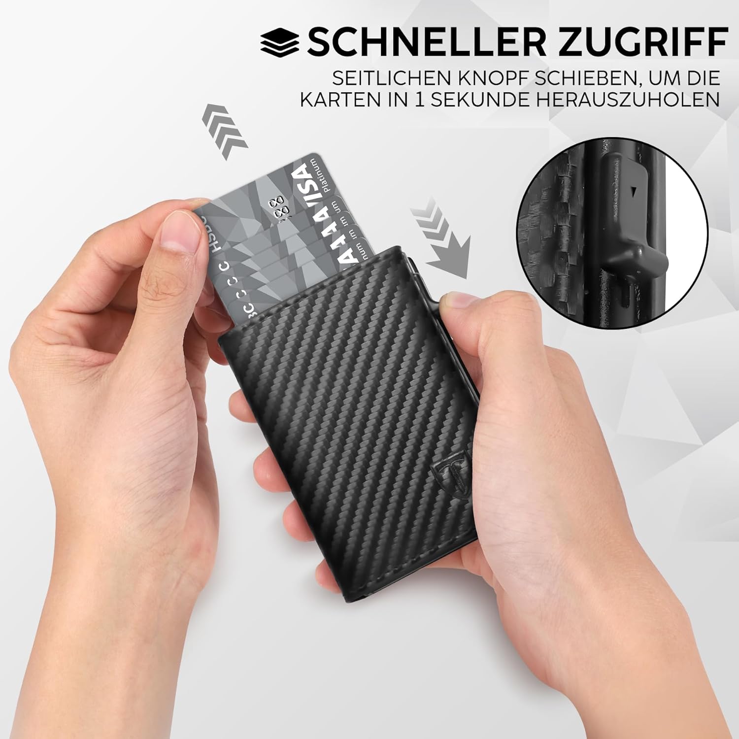 Detalle de TENBST Geldbörse Herren | Slim Wallet mit Pop-up Kartenfach, Münzfach und RFID-Schutz