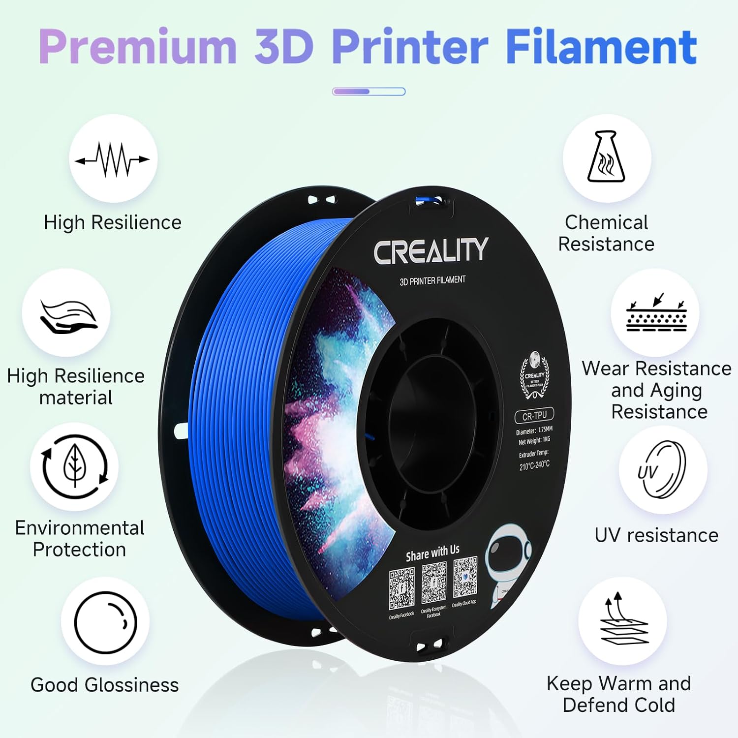 Detalle de Creality TPU Red 1KG – Filamento 3D Flexível e Resistente