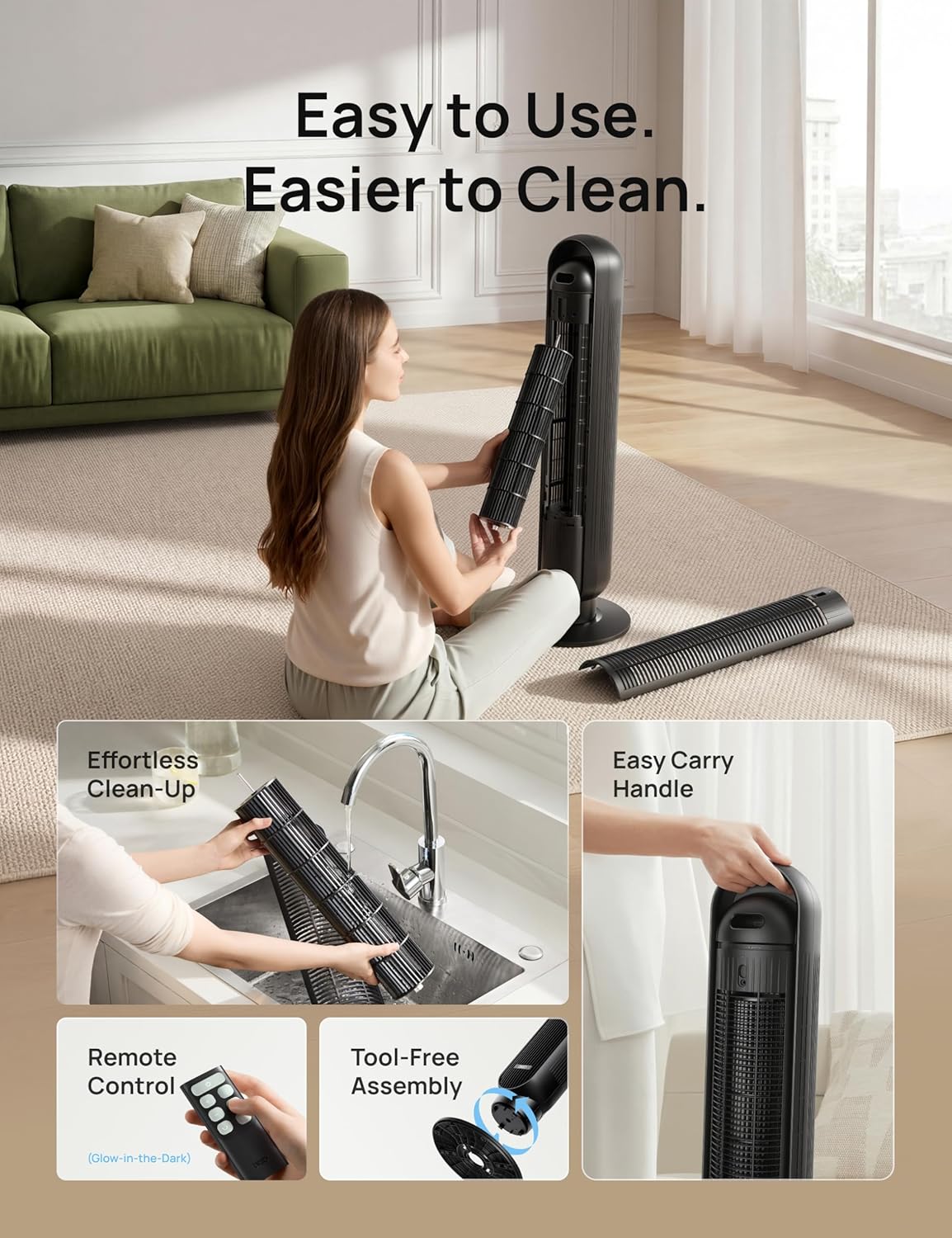 Thumbnail 5 de Dreo Tower Fan 25ft/s Quiet Floor Fan