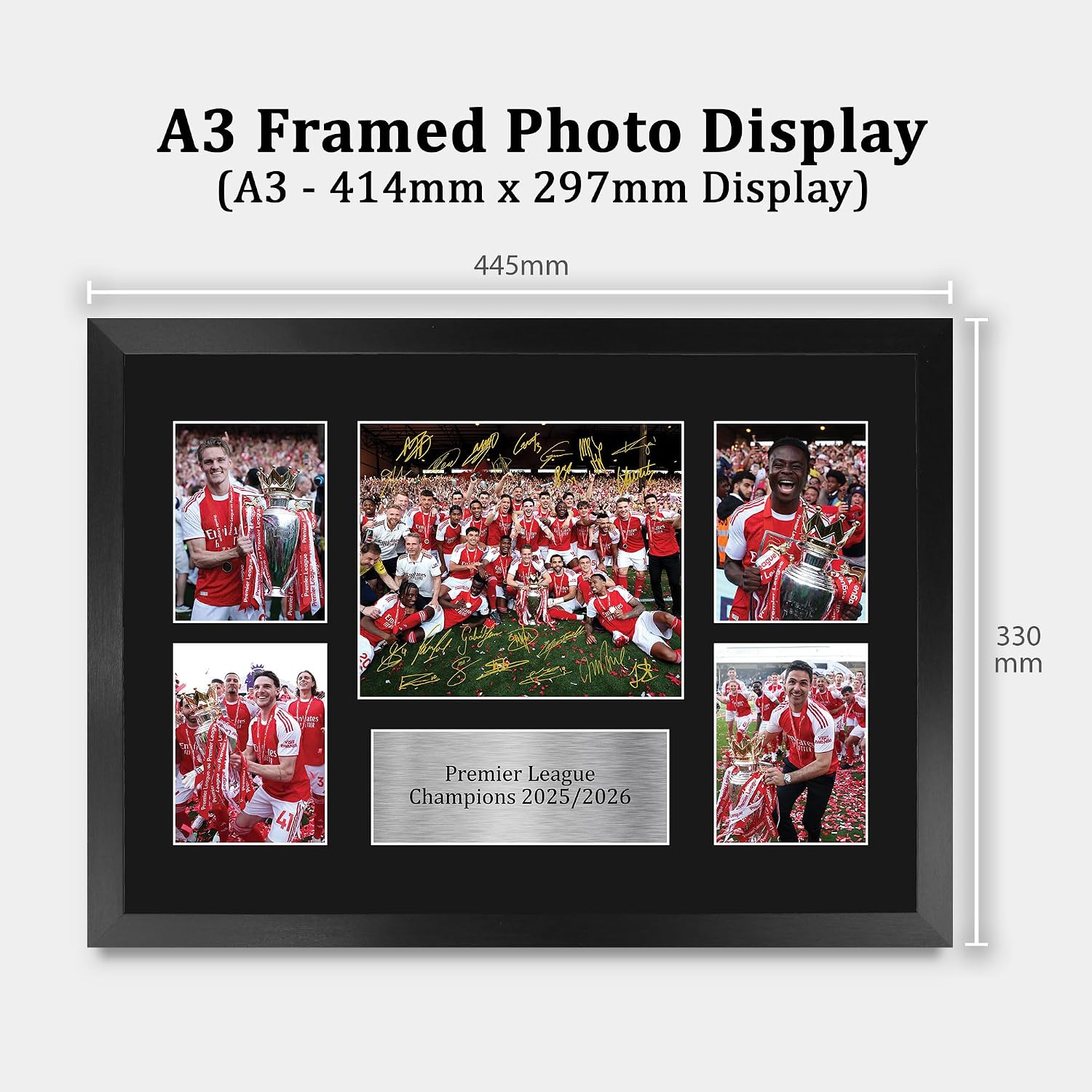 Detalle de HWC Trading Arsenal Premier League Champions 25/26 Signed A3 Framed Print