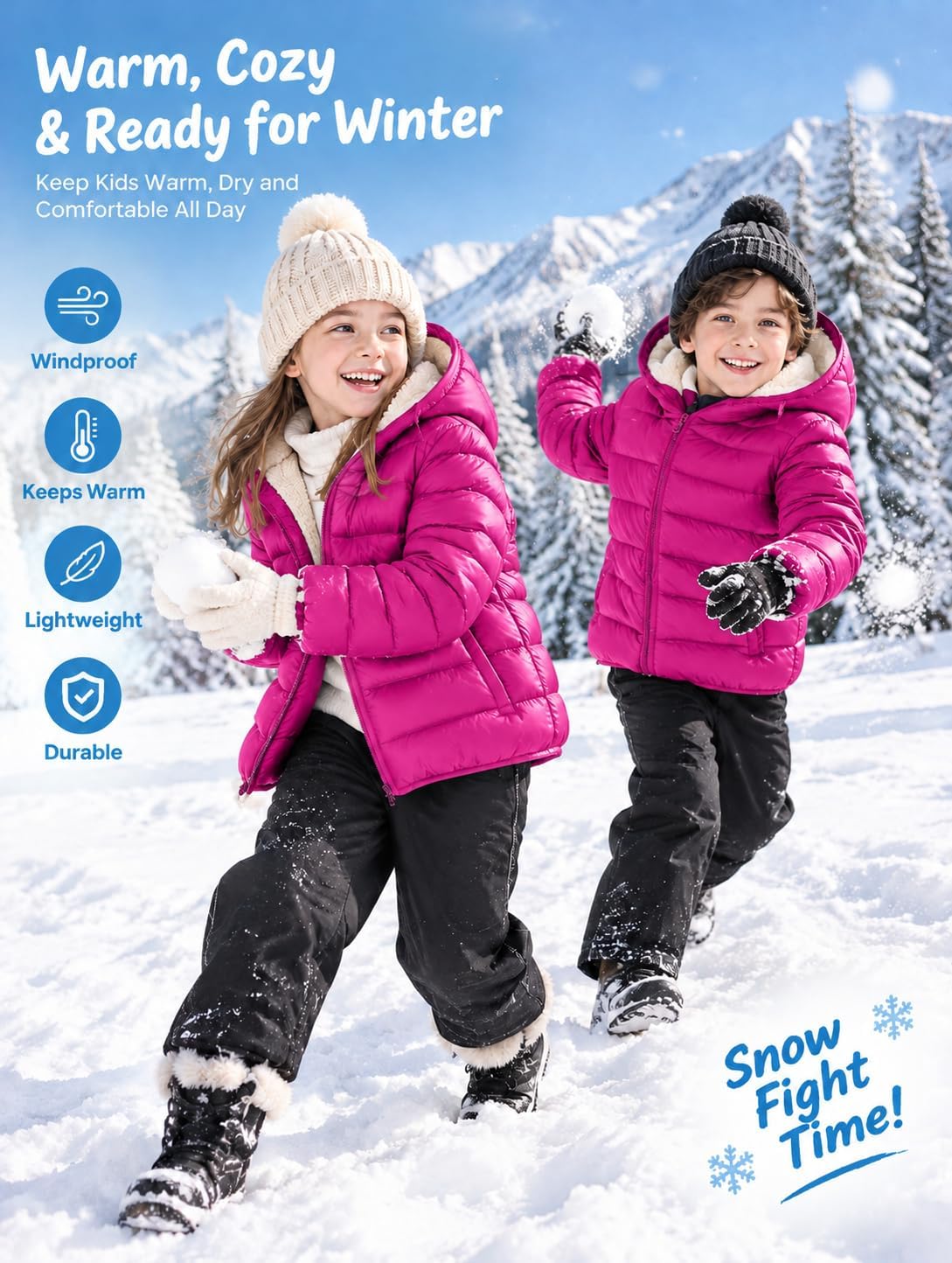Detalle 2 de WENTTUO Kids Winter Jacket with Hood