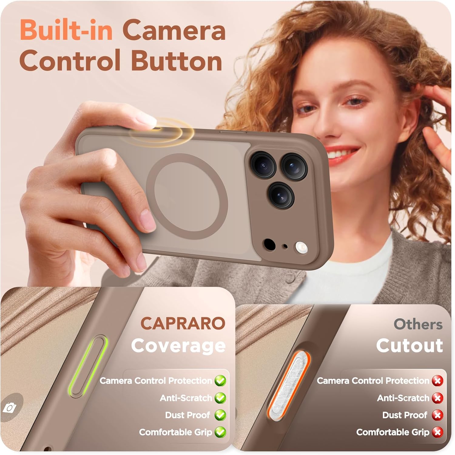 Thumbnail 4 de CAPRARO Magnetic Case for iPhone 17 Pro Max – Full Camera Protection, MagSafe Compatible, Withered Brown