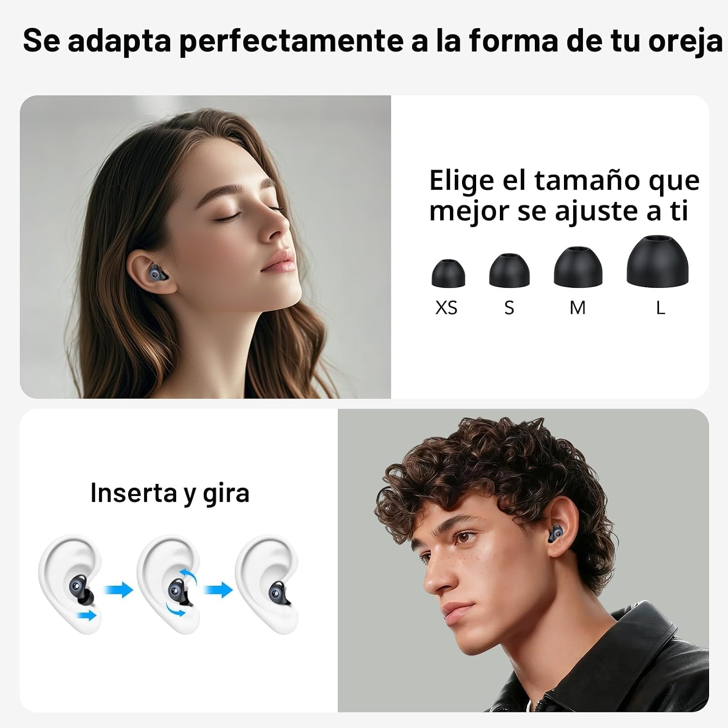 Detalle de Tapones Oídos IKG Ruido Dormir: 45dB de Cancelación con 4 tallas (XS‑L)