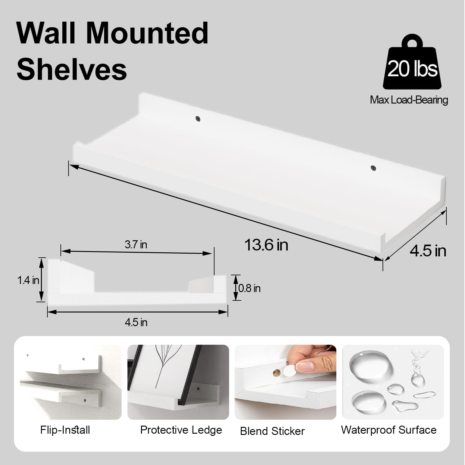 Thumbnail 2 de Solrot Floating Shelves, 14 Inches