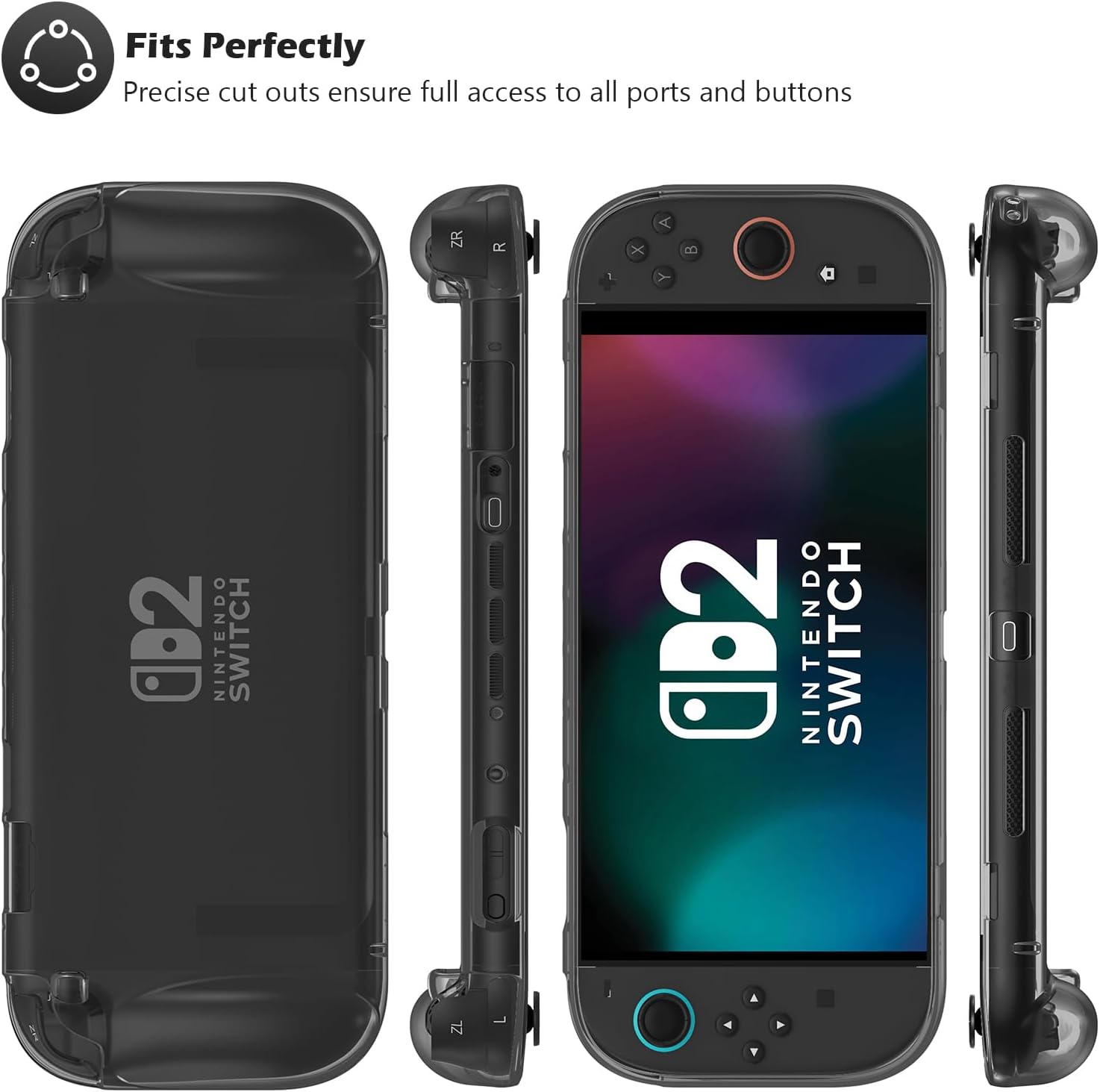 Detalle de ProCase Protective Case for Nintendo Switch 2 2025 — Ergonomic, Clear TPU Slim Case