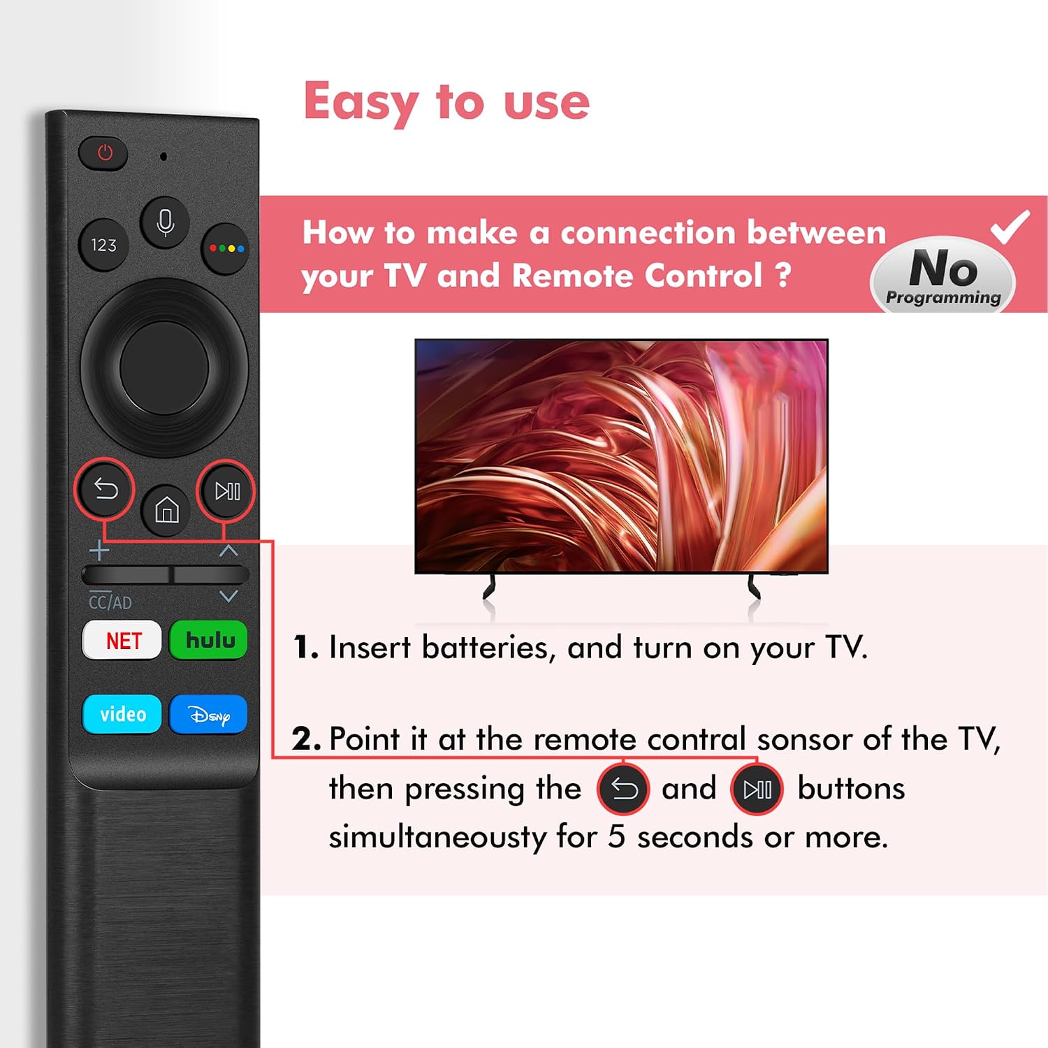 Detalle 2 de Samsung Frame TV replacement remote with voice control