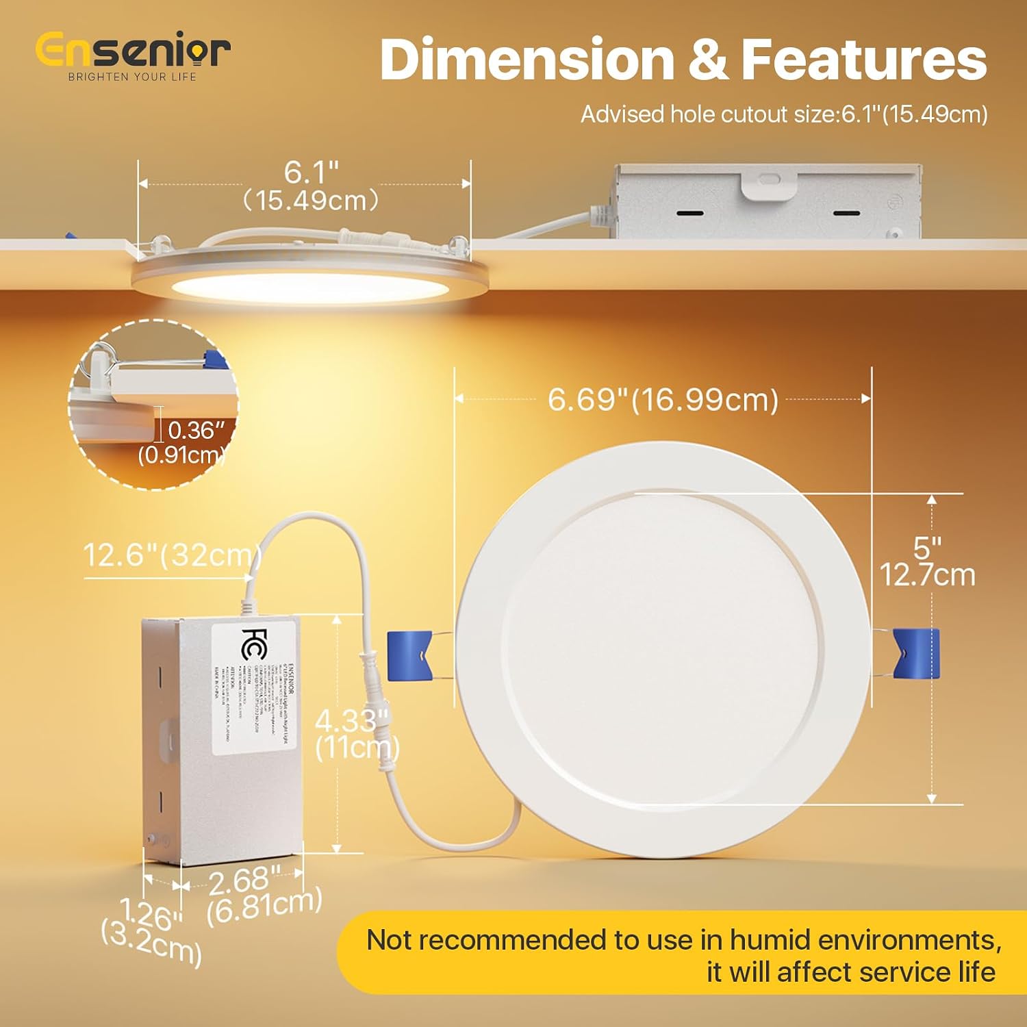 Thumbnail 6 de Ensenior 6-Pack 6-Inch LED Recessed Lights with 5CCT and Night Light