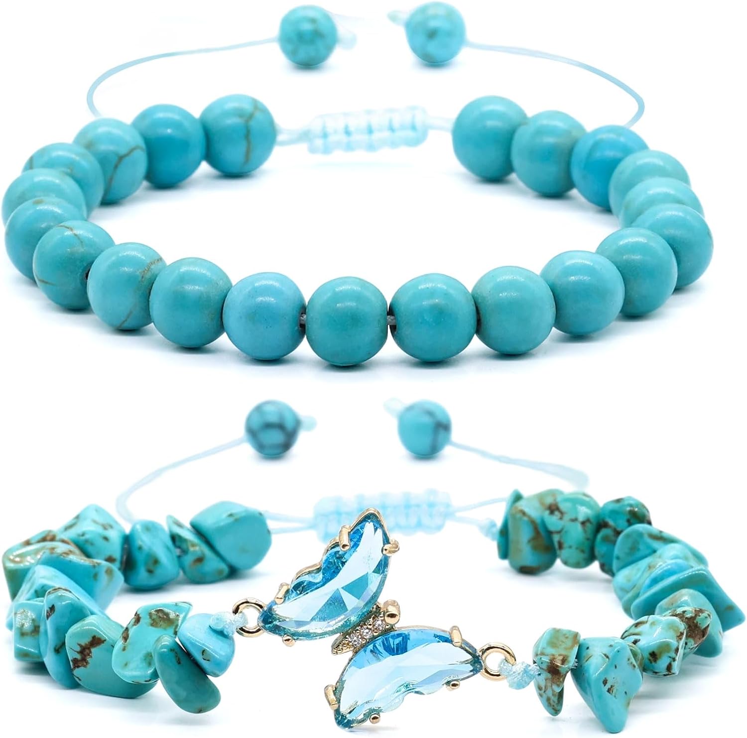 Detalle 2 de Verstellbare Türkis Schmetterlings Armbänder 8mm