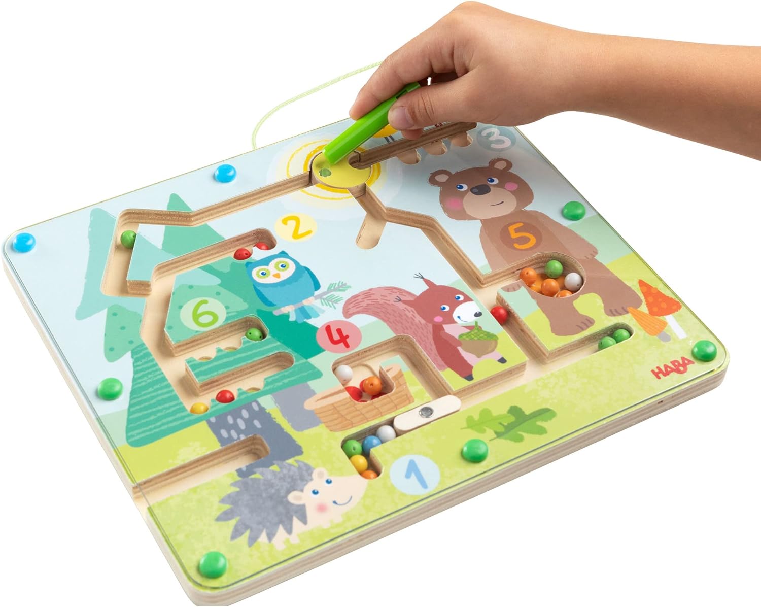 Detalle de HABA – Jeu magnétique Les Amis de la forêt : apprentissage des couleurs et des chiffres 1 à 6