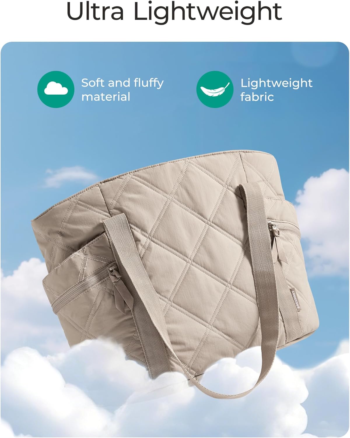 Detalle de bagsmart Tote Bag for Women: Quilted Puffer Laptop Tote with Zipper and 8 Pockets