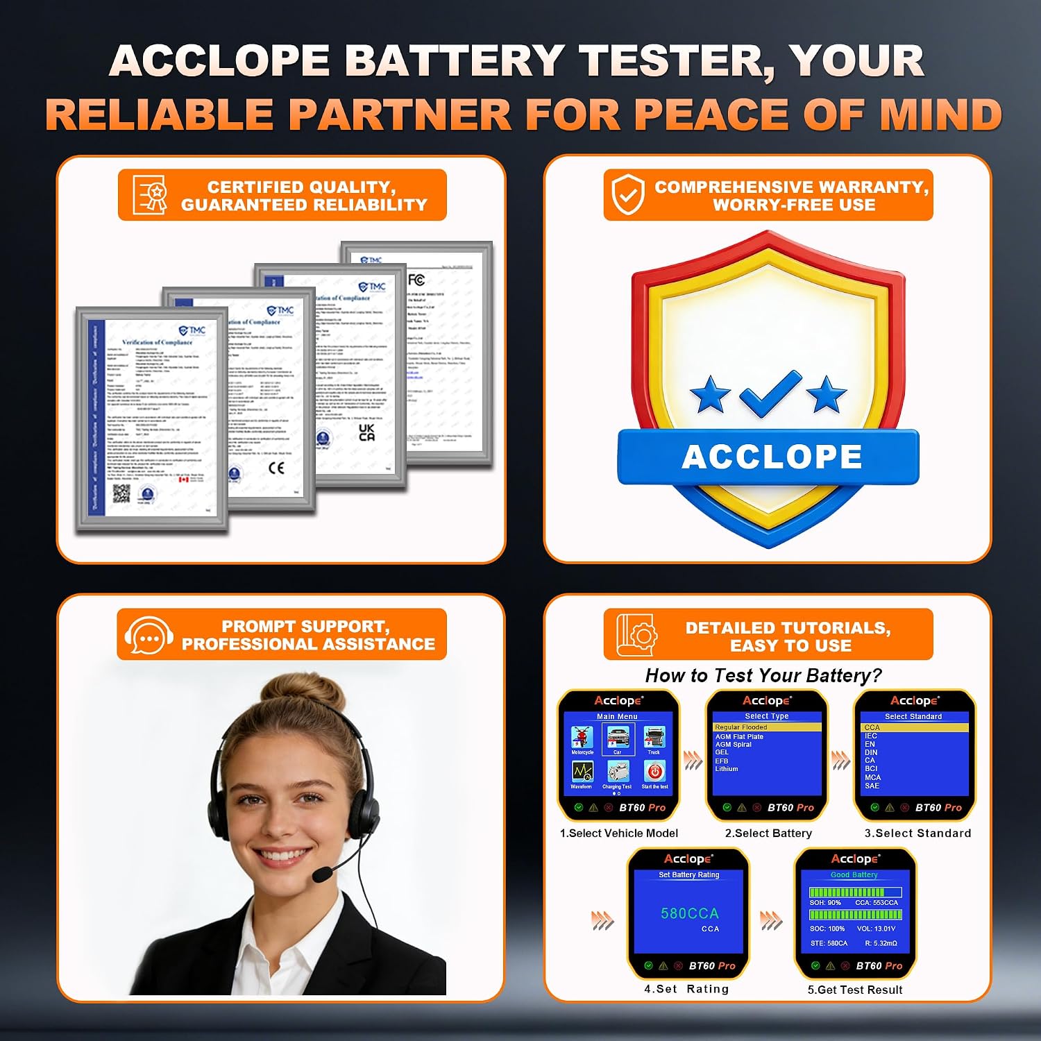 Detalle de BT60 PRO Autobatterie Tester – Vielseitiger 6V/12V/24V Battery Tester mit Cloud-Druckfunktion