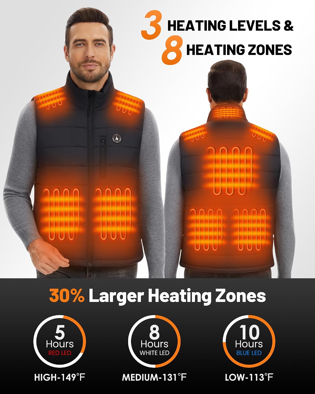 Detalle de Men's Heated Vest, 20,000mAh Battery Pack