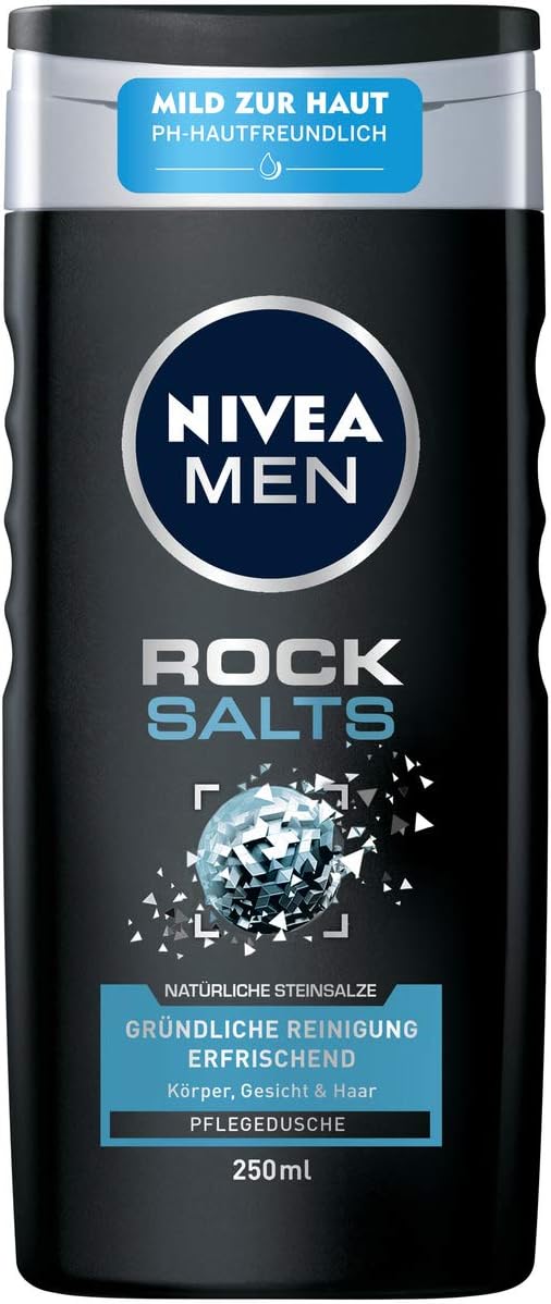 Detalle de Nivea Men Rock Salts duschgel 250 ml för kropp, ansikte och hår